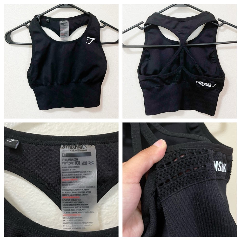 •GYMSHARK• Energy Seamless Crop Top Tank Bra Black